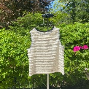 ZARA Off-white Fringe Sleeveless Blouse